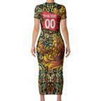 Personalized Perth Scorchers Cricket Short Sleeve Bodycon Dress Hippie Psychedelic Pattern Vibrant Mandala Art Style