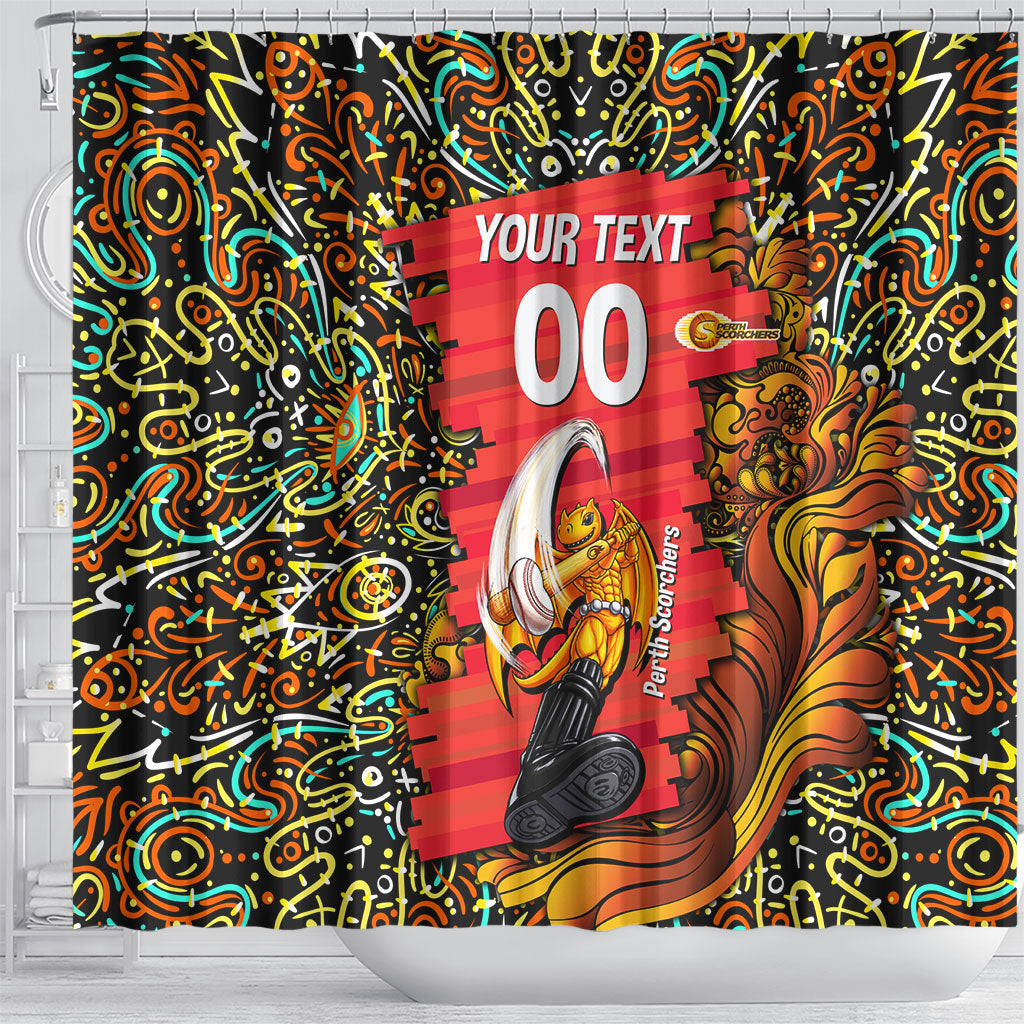 Personalized Perth Scorchers Cricket Shower Curtain Hippie Psychedelic Pattern Vibrant Mandala Art Style