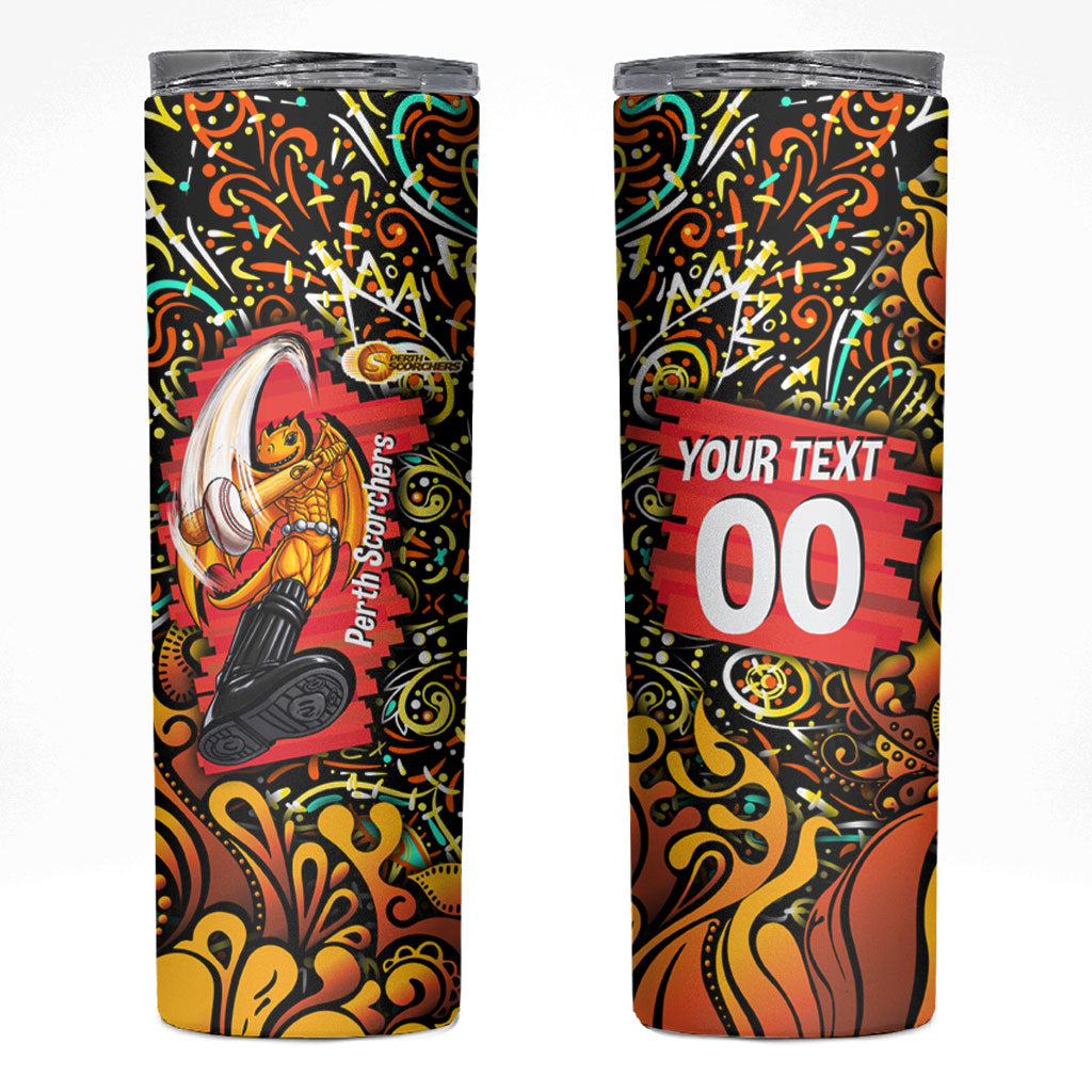 Personalized Perth Scorchers Cricket Skinny Tumbler Hippie Psychedelic Pattern Vibrant Mandala Art Style