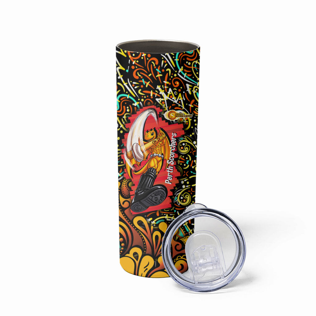 Personalized Perth Scorchers Cricket Skinny Tumbler Hippie Psychedelic Pattern Vibrant Mandala Art Style