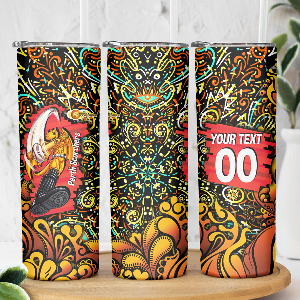 Personalized Perth Scorchers Cricket Skinny Tumbler Hippie Psychedelic Pattern Vibrant Mandala Art Style