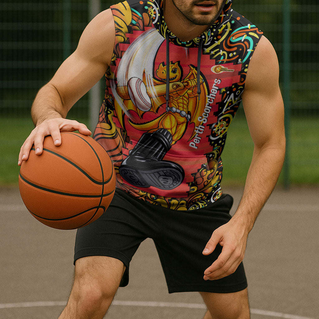 Personalized Perth Scorchers Cricket Sleeveless Hoodie Hippie Psychedelic Pattern Vibrant Mandala Art Style