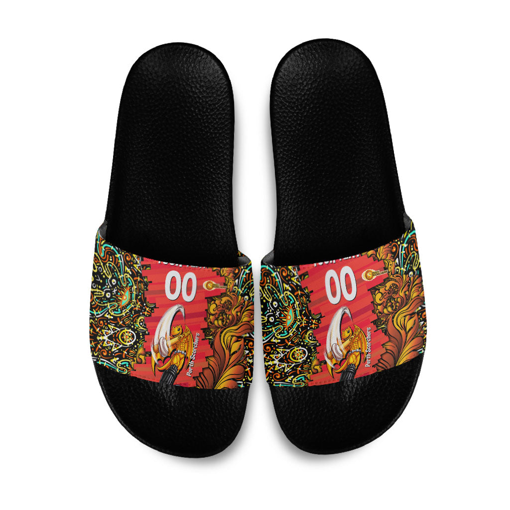 Personalized Perth Scorchers Cricket Slide Sandals Hippie Psychedelic Pattern Vibrant Mandala Art Style