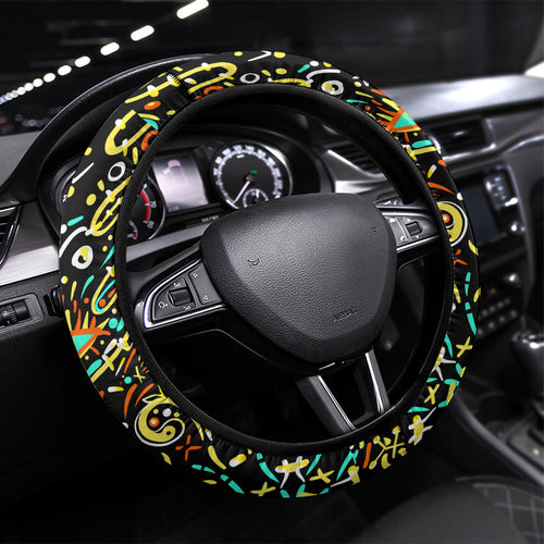 Perth Scorchers Cricket Steering Wheel Cover Hippie Psychedelic Pattern Vibrant Mandala Art Style