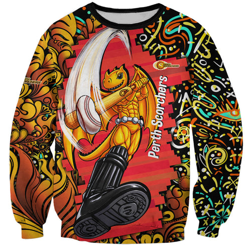 Personalized Perth Scorchers Cricket Sweatshirt Hippie Psychedelic Pattern Vibrant Mandala Art Style