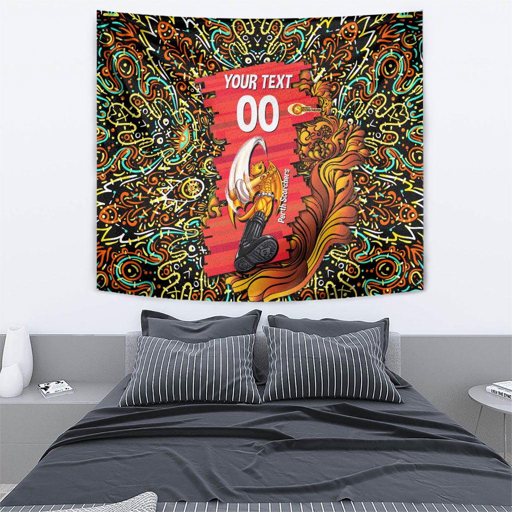 Personalized Perth Scorchers Cricket Tapestry Hippie Psychedelic Pattern Vibrant Mandala Art Style