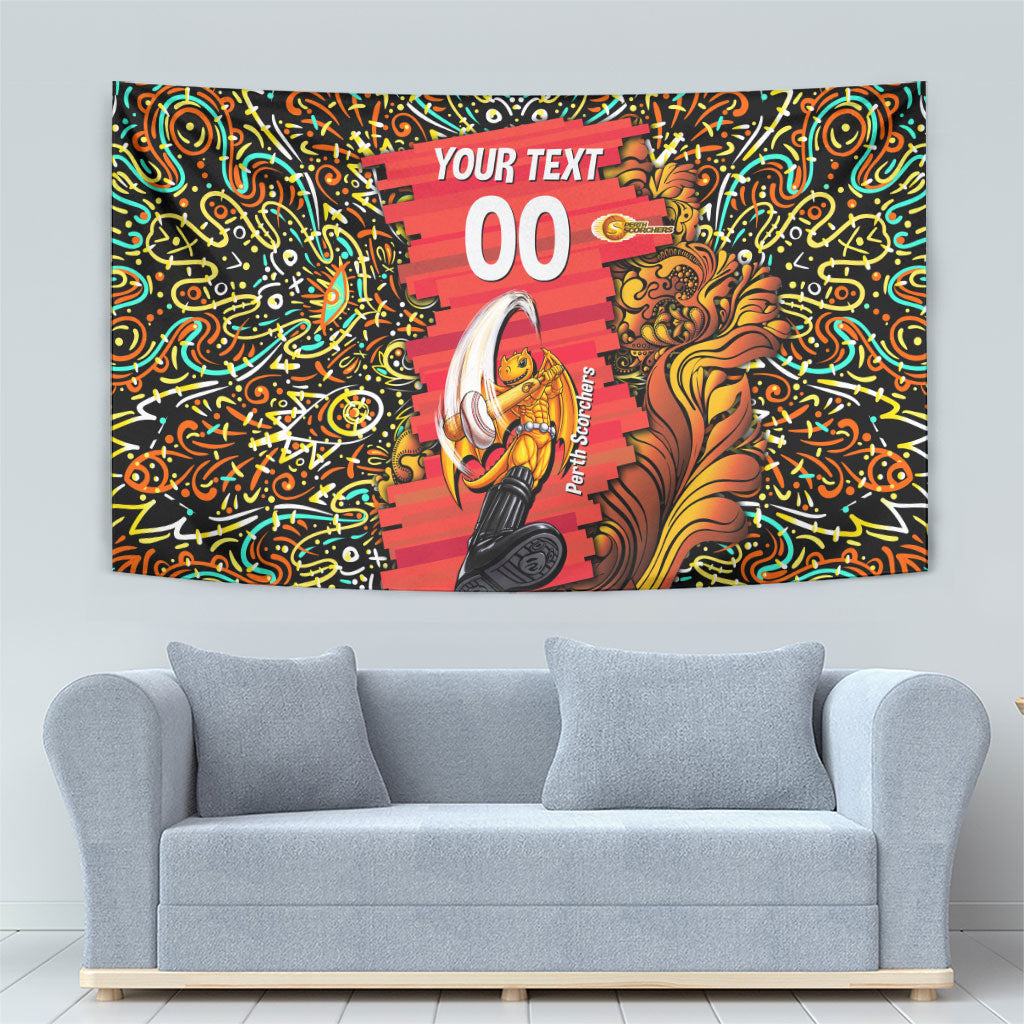 Personalized Perth Scorchers Cricket Tapestry Hippie Psychedelic Pattern Vibrant Mandala Art Style