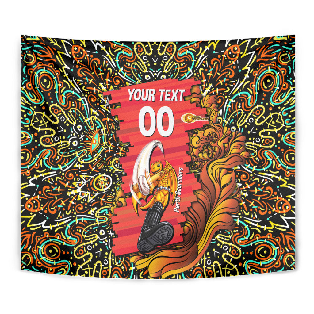 Personalized Perth Scorchers Cricket Tapestry Hippie Psychedelic Pattern Vibrant Mandala Art Style