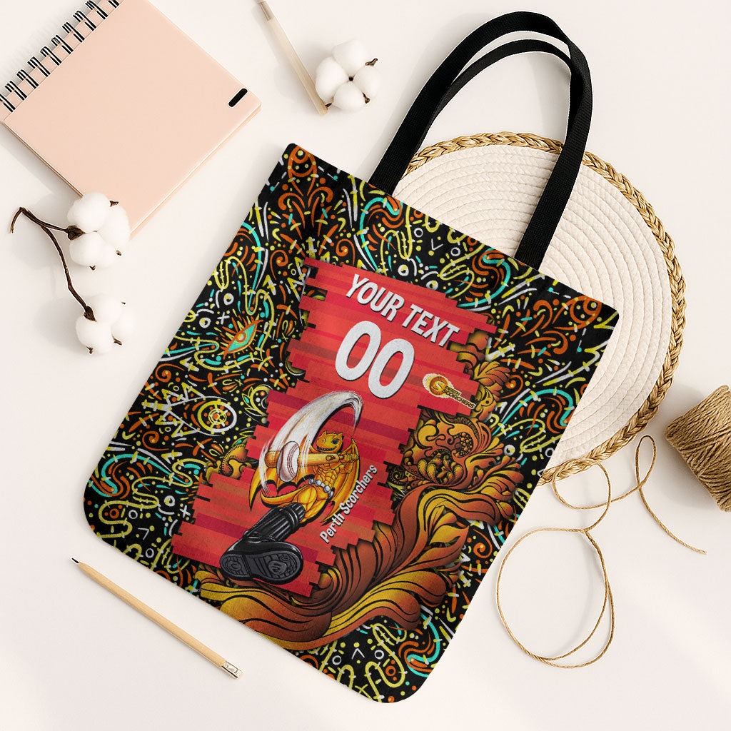 Personalized Perth Scorchers Cricket Tote Bag Hippie Psychedelic Pattern Vibrant Mandala Art Style