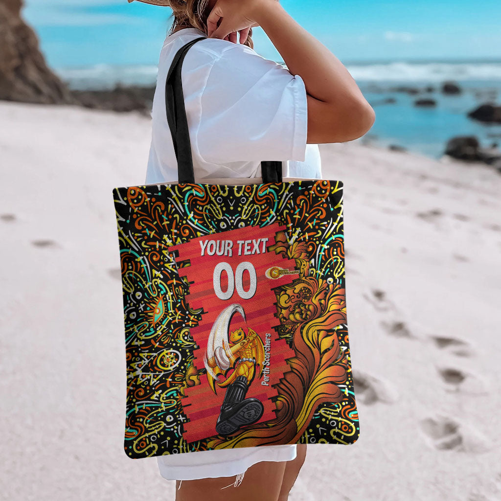 Personalized Perth Scorchers Cricket Tote Bag Hippie Psychedelic Pattern Vibrant Mandala Art Style