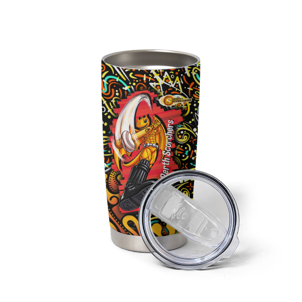 Personalized Perth Scorchers Cricket Tumbler Cup Hippie Psychedelic Pattern Vibrant Mandala Art Style