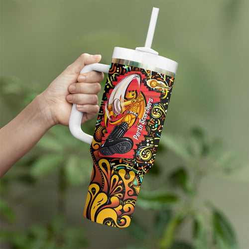 Personalized Perth Scorchers Cricket Tumbler With Handle Hippie Psychedelic Pattern Vibrant Mandala Art Style
