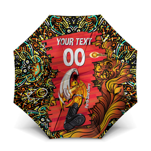Personalized Perth Scorchers Cricket Umbrella Hippie Psychedelic Pattern Vibrant Mandala Art Style