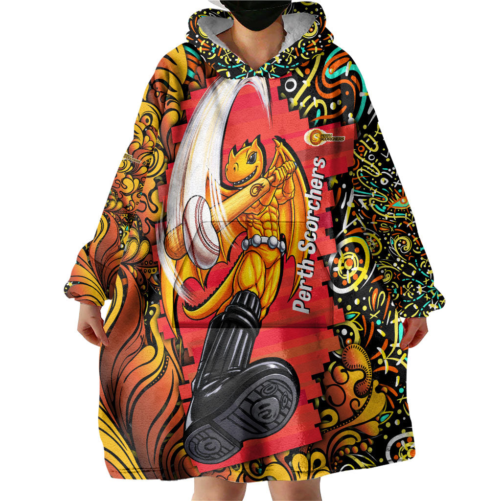 Personalized Perth Scorchers Cricket Wearable Blanket Hoodie Hippie Psychedelic Pattern Vibrant Mandala Art Style