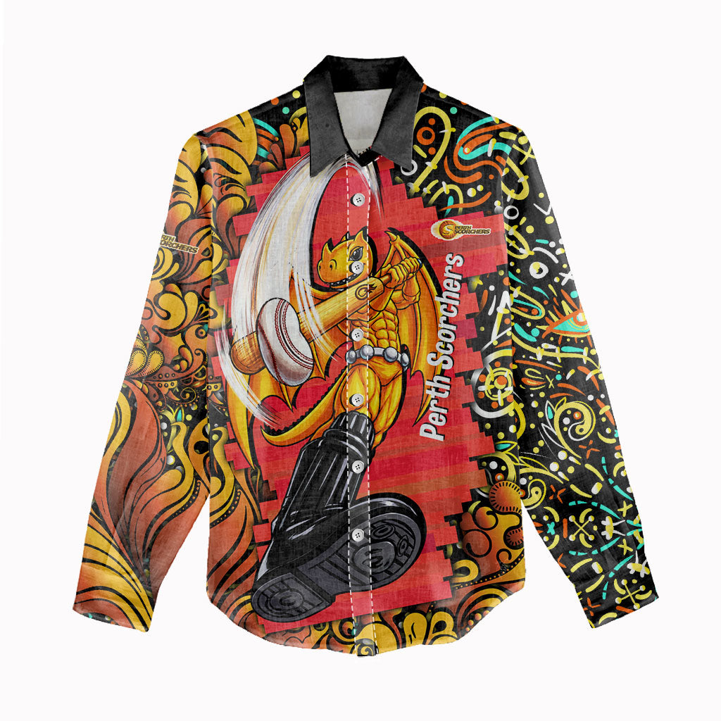Personalized Perth Scorchers Cricket Women Casual Shirt Hippie Psychedelic Pattern Vibrant Mandala Art Style