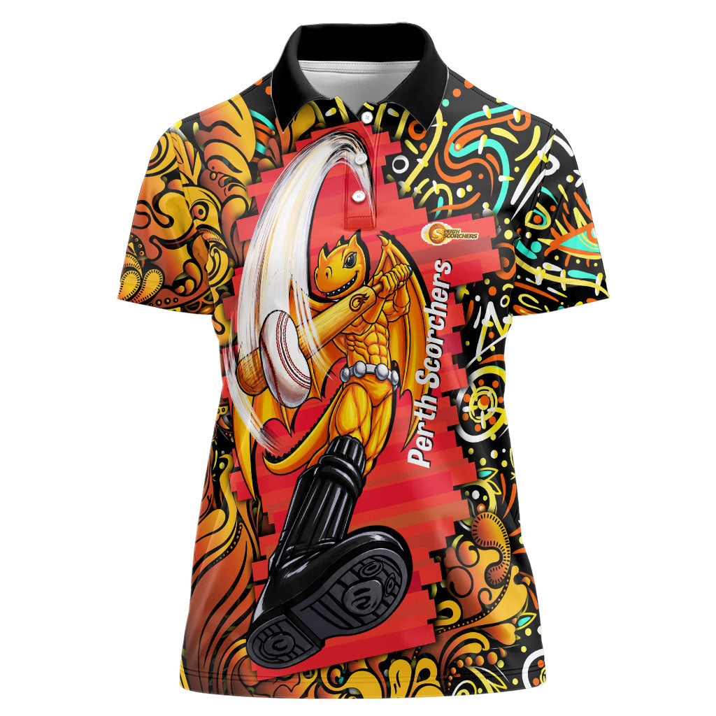 Personalized Perth Scorchers Cricket Women Polo Shirt Hippie Psychedelic Pattern Vibrant Mandala Art Style