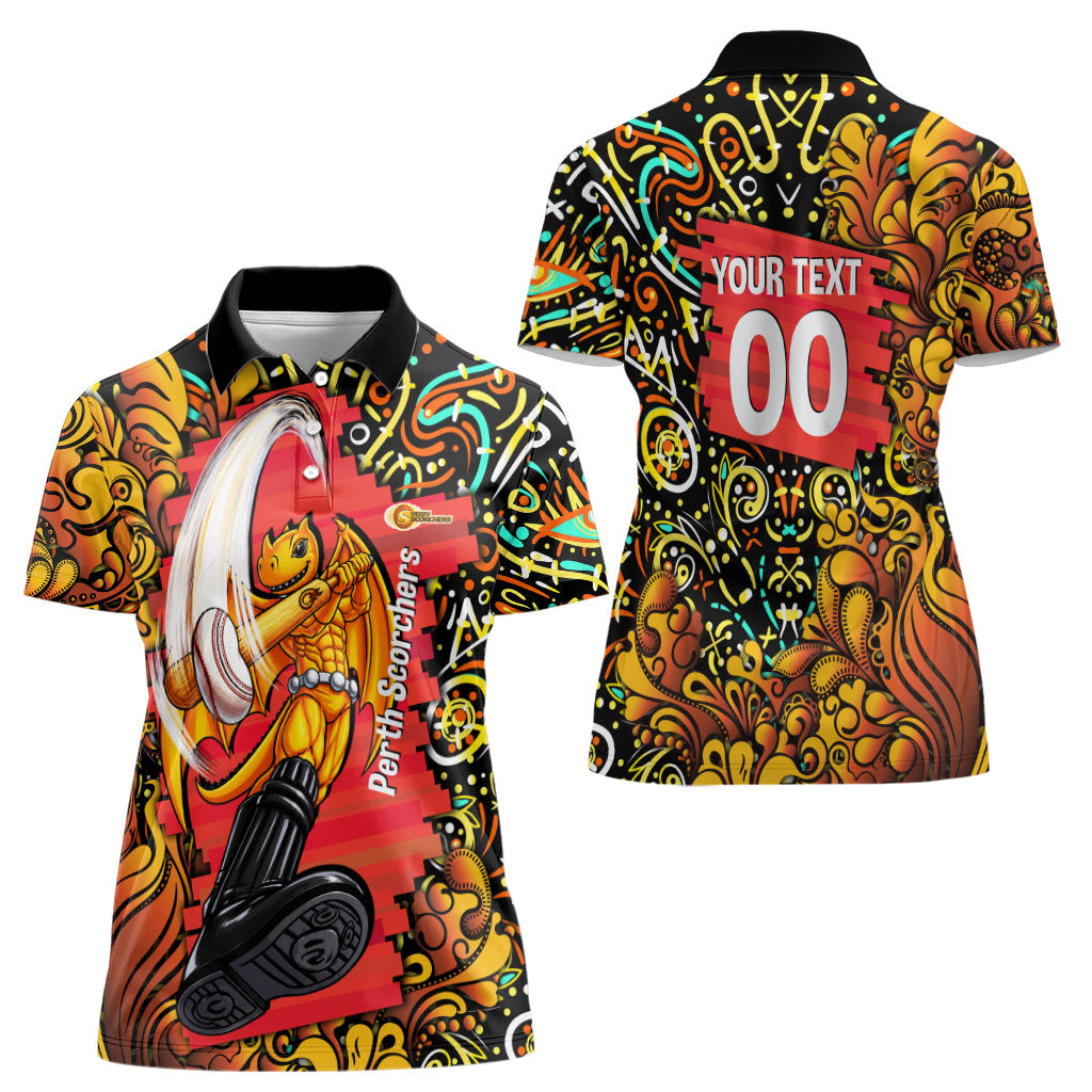 Personalized Perth Scorchers Cricket Women Polo Shirt Hippie Psychedelic Pattern Vibrant Mandala Art Style