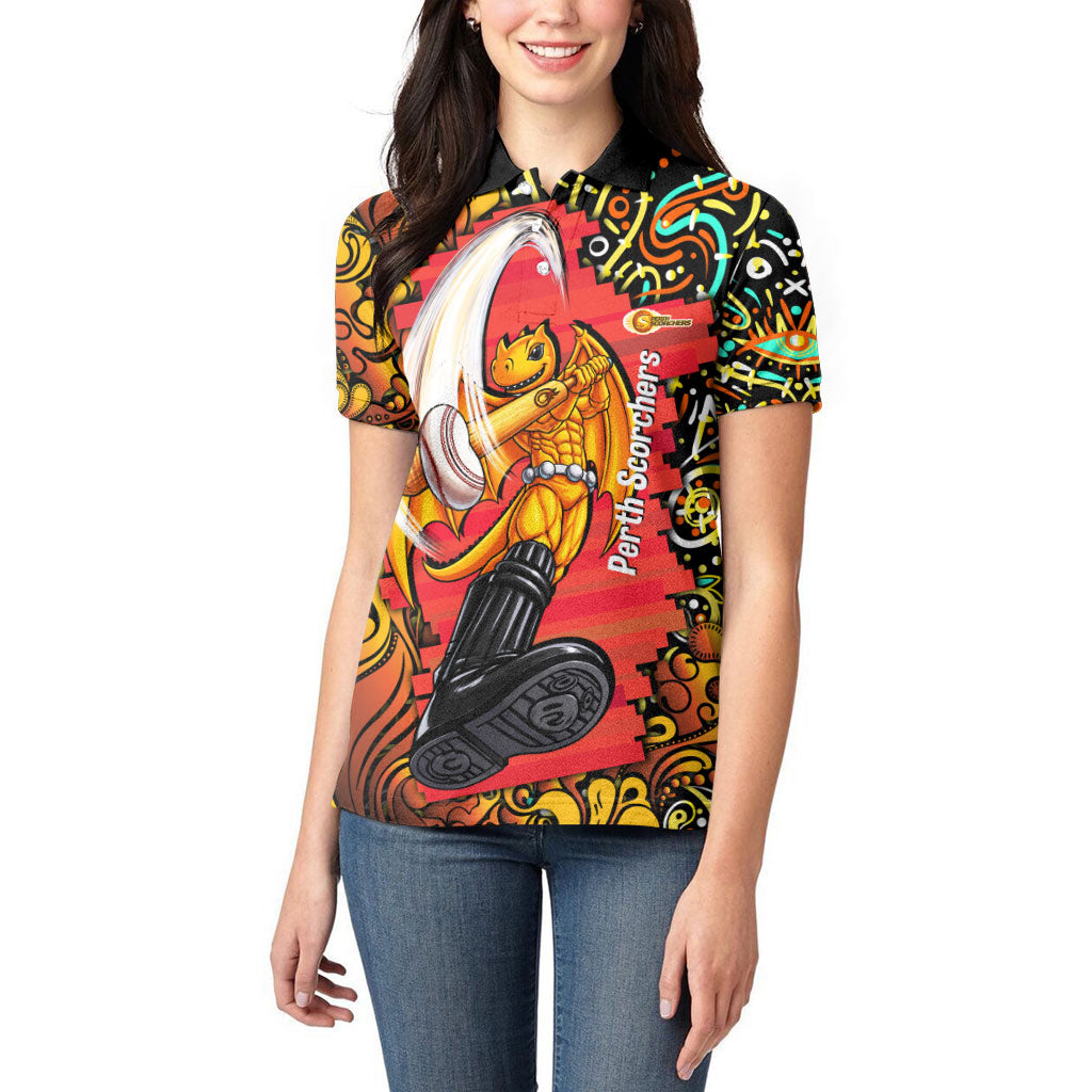 Personalized Perth Scorchers Cricket Women Polo Shirt Hippie Psychedelic Pattern Vibrant Mandala Art Style