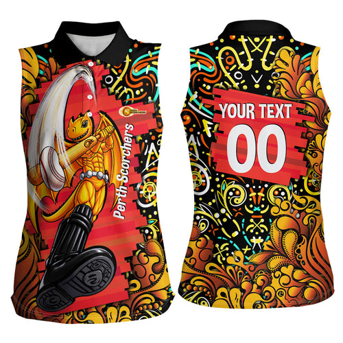 Personalized Perth Scorchers Cricket Women Sleeveless Polo Shirt Hippie Psychedelic Pattern Vibrant Mandala Art Style