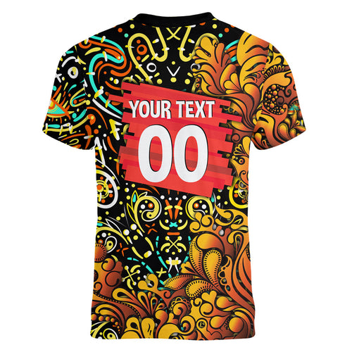 Personalized Perth Scorchers Cricket Women V-Neck T-Shirt Hippie Psychedelic Pattern Vibrant Mandala Art Style