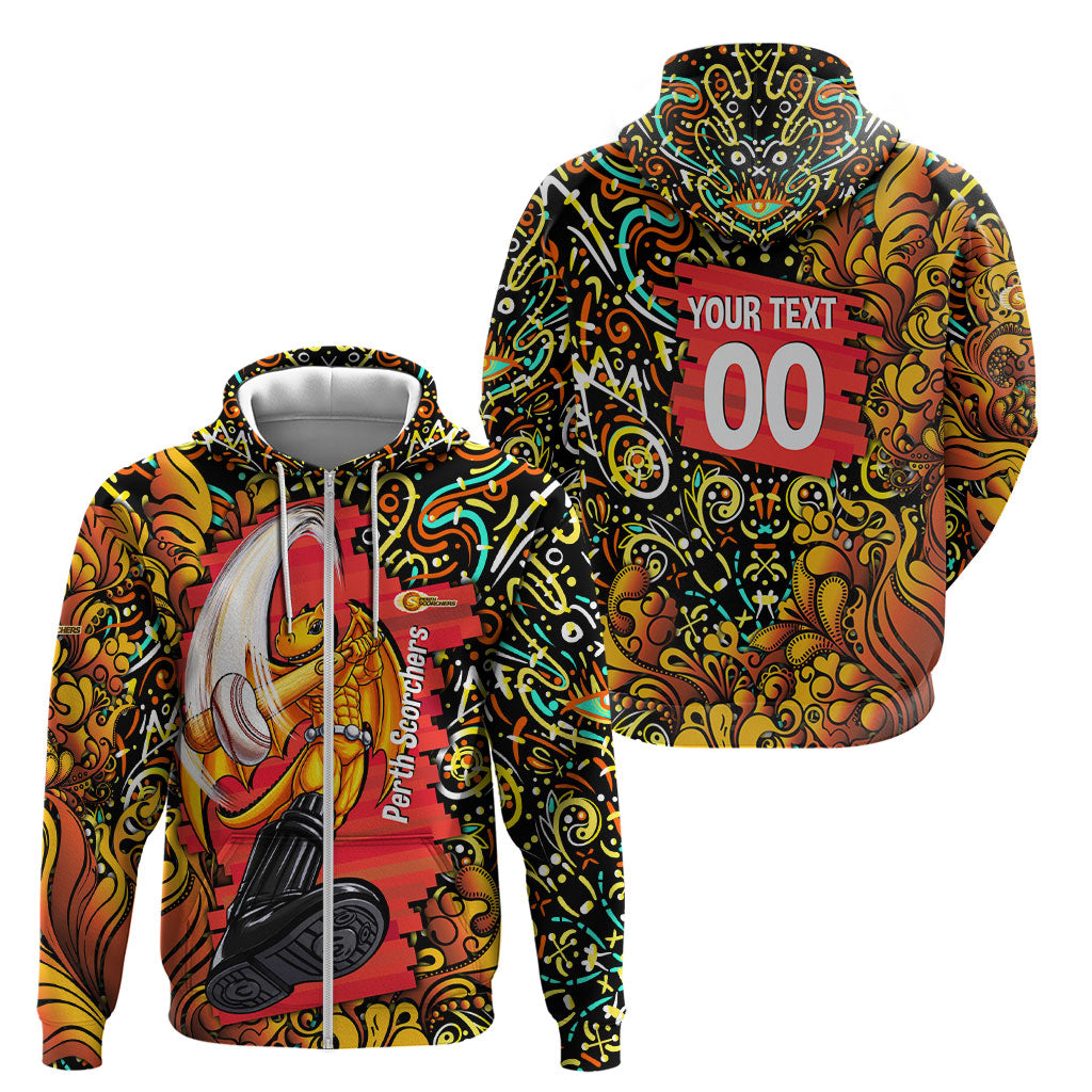 Personalized Perth Scorchers Cricket Zip Hoodie Hippie Psychedelic Pattern Vibrant Mandala Art Style