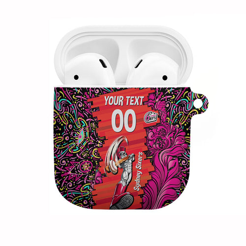 Personalized Sydney Sixers Cricket AirPods Case Hippie Psychedelic Pattern Vibrant Mandala Art Style