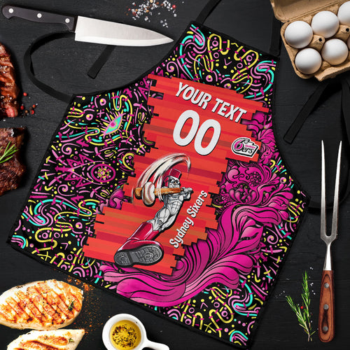 Personalized Sydney Sixers Cricket Apron Hippie Psychedelic Pattern Vibrant Mandala Art Style