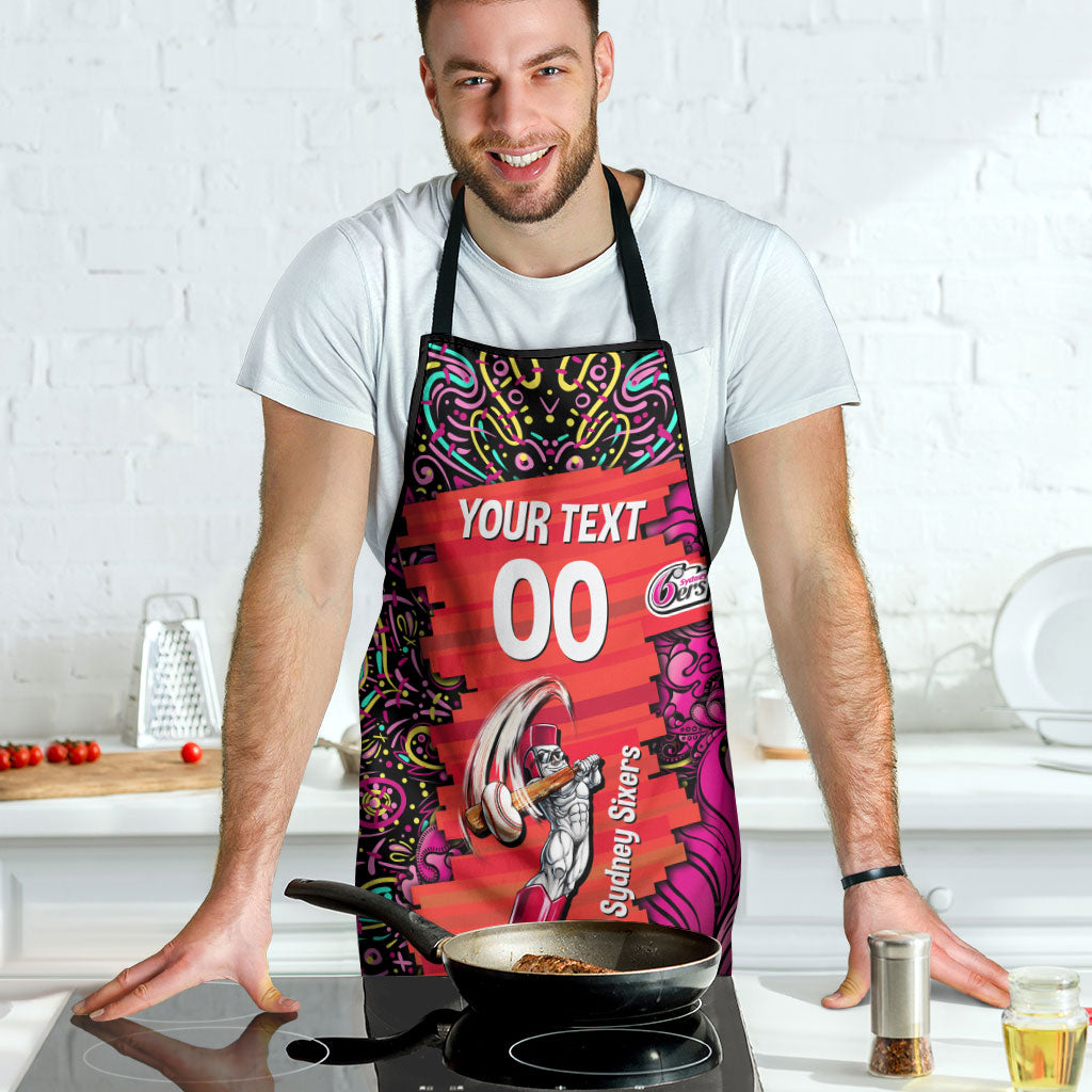 Personalized Sydney Sixers Cricket Apron Hippie Psychedelic Pattern Vibrant Mandala Art Style