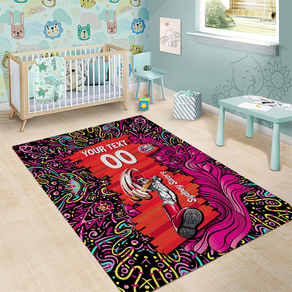 Personalized Sydney Sixers Cricket Area Rug Hippie Psychedelic Pattern Vibrant Mandala Art Style