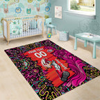 Personalized Sydney Sixers Cricket Area Rug Hippie Psychedelic Pattern Vibrant Mandala Art Style
