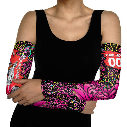 Personalized Sydney Sixers Cricket Arm Sleeves Hippie Psychedelic Pattern Vibrant Mandala Art Style