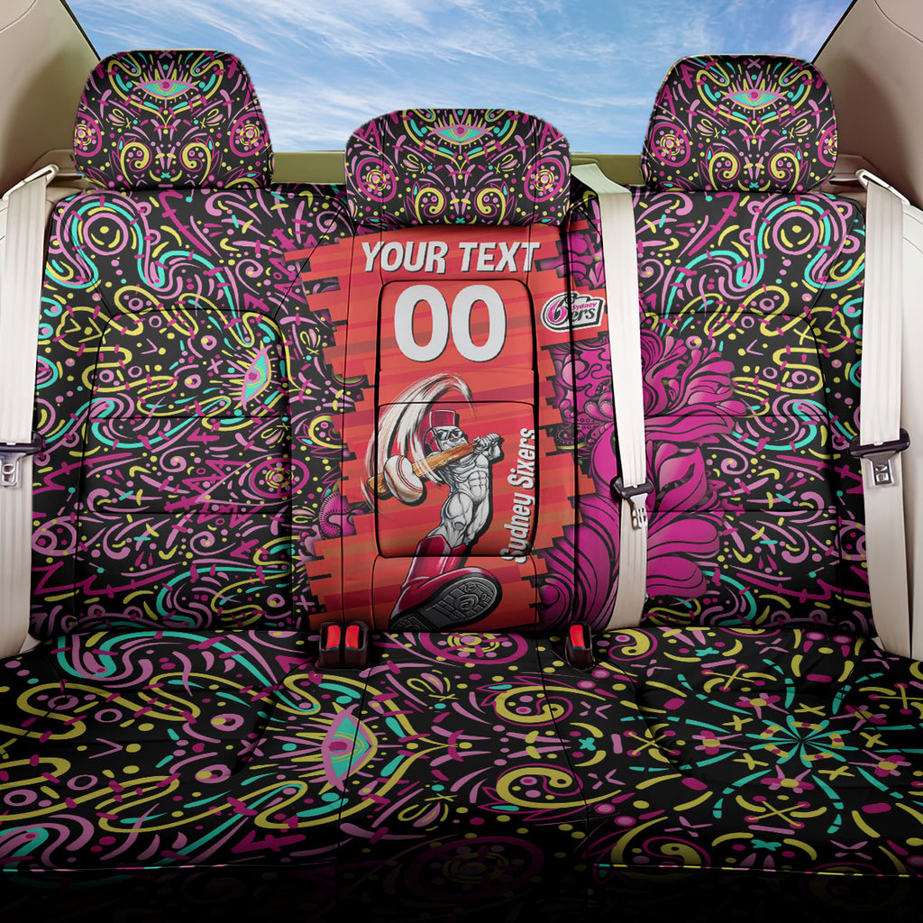 Personalized Sydney Sixers Cricket Back Car Seat Cover Hippie Psychedelic Pattern Vibrant Mandala Art Style