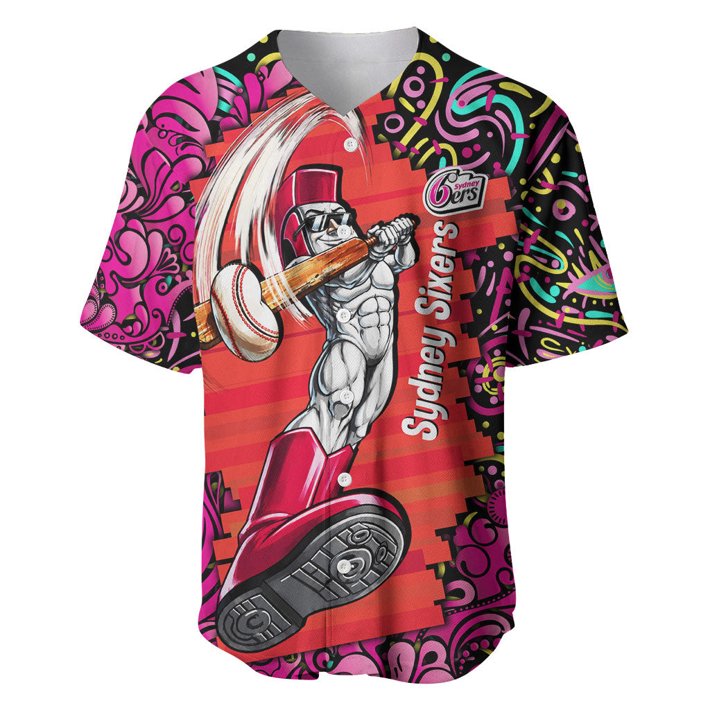 Personalized Sydney Sixers Cricket Baseball Jersey Hippie Psychedelic Pattern Vibrant Mandala Art Style