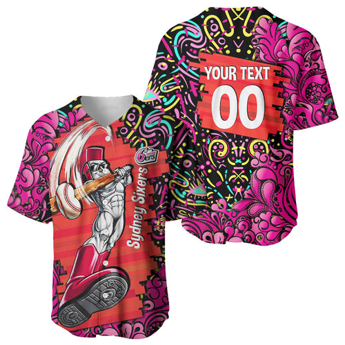 Personalized Sydney Sixers Cricket Baseball Jersey Hippie Psychedelic Pattern Vibrant Mandala Art Style
