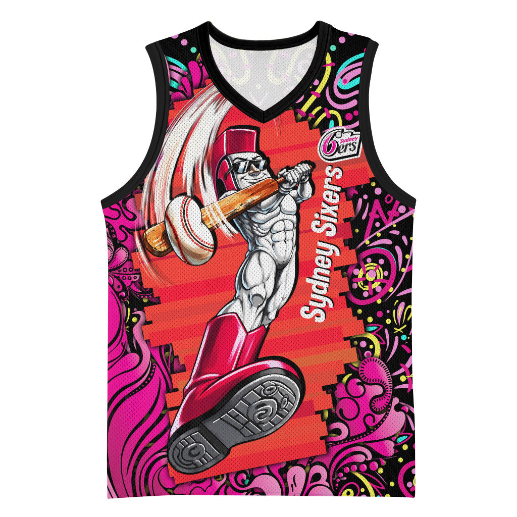Personalized Sydney Sixers Cricket Basketball Jersey Hippie Psychedelic Pattern Vibrant Mandala Art Style
