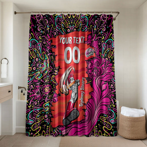 Personalized Sydney Sixers Cricket Bathroom Set Hippie Psychedelic Pattern Vibrant Mandala Art Style