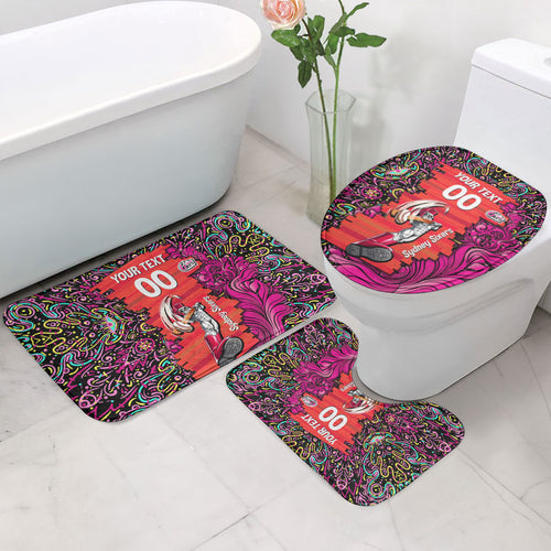 Personalized Sydney Sixers Cricket Bathroom Set Hippie Psychedelic Pattern Vibrant Mandala Art Style