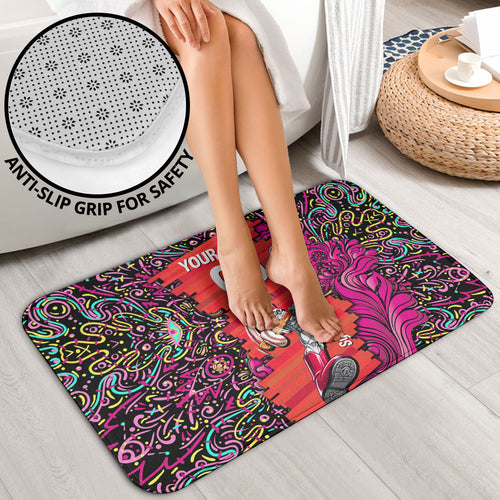Personalized Sydney Sixers Cricket Bathroom Set Hippie Psychedelic Pattern Vibrant Mandala Art Style