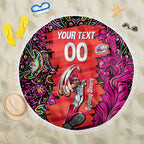 Personalized Sydney Sixers Cricket Beach Blanket Hippie Psychedelic Pattern Vibrant Mandala Art Style