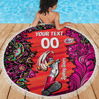 Personalized Sydney Sixers Cricket Beach Blanket Hippie Psychedelic Pattern Vibrant Mandala Art Style