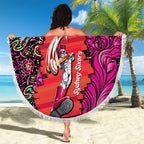 Personalized Sydney Sixers Cricket Beach Blanket Hippie Psychedelic Pattern Vibrant Mandala Art Style