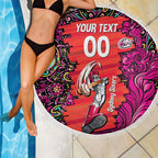 Personalized Sydney Sixers Cricket Beach Blanket Hippie Psychedelic Pattern Vibrant Mandala Art Style