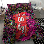 Personalized Sydney Sixers Cricket Bedding Set Hippie Psychedelic Pattern Vibrant Mandala Art Style