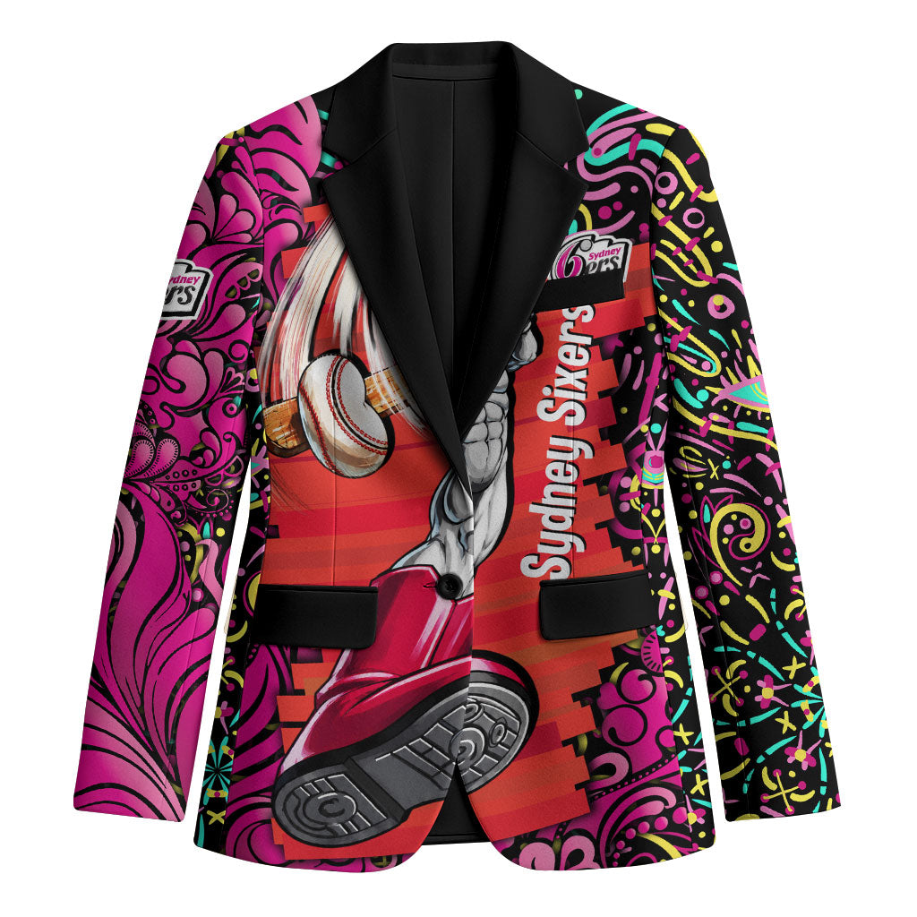 Personalized Sydney Sixers Cricket Blazer Hippie Psychedelic Pattern Vibrant Mandala Art Style