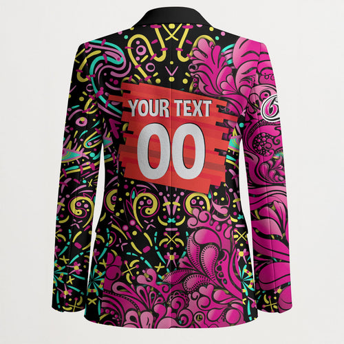 Personalized Sydney Sixers Cricket Blazer Hippie Psychedelic Pattern Vibrant Mandala Art Style