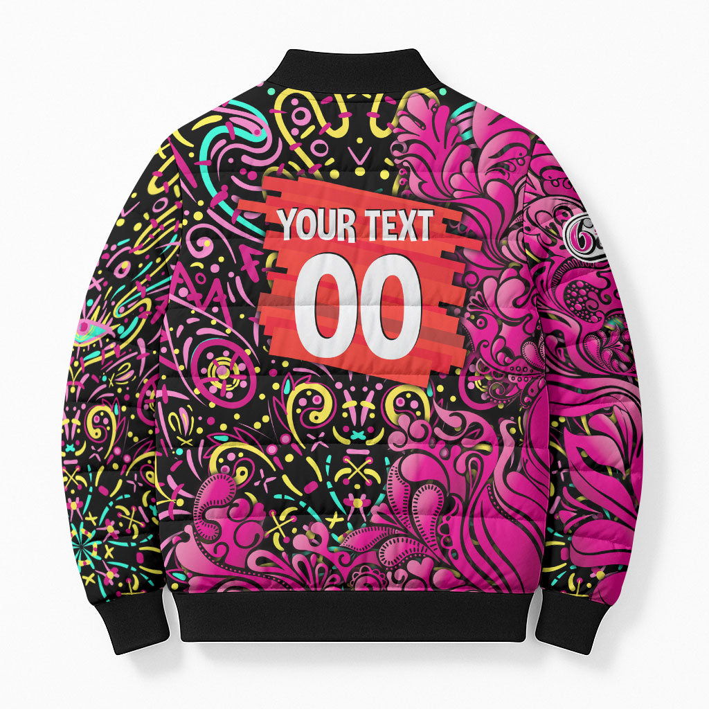 Personalized Sydney Sixers Cricket Bomber Puffer Jacket Hippie Psychedelic Pattern Vibrant Mandala Art Style