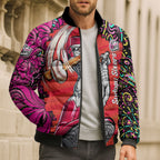 Personalized Sydney Sixers Cricket Bomber Puffer Jacket Hippie Psychedelic Pattern Vibrant Mandala Art Style