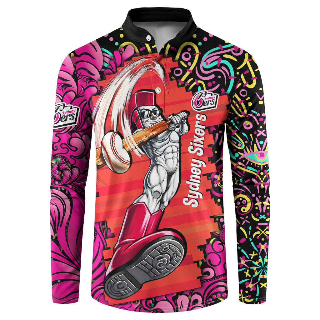 Personalized Sydney Sixers Cricket Button Sweatshirt Hippie Psychedelic Pattern Vibrant Mandala Art Style