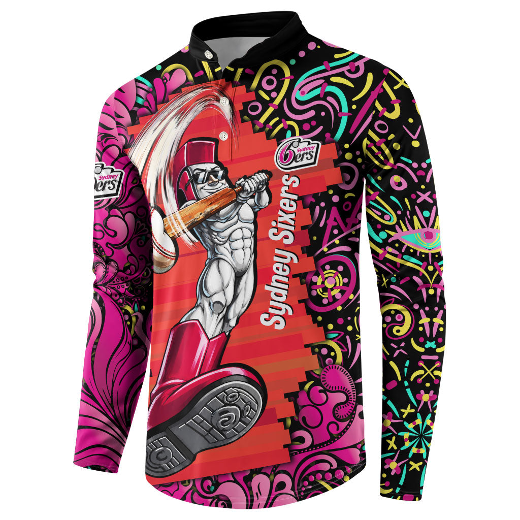 Personalized Sydney Sixers Cricket Button Sweatshirt Hippie Psychedelic Pattern Vibrant Mandala Art Style