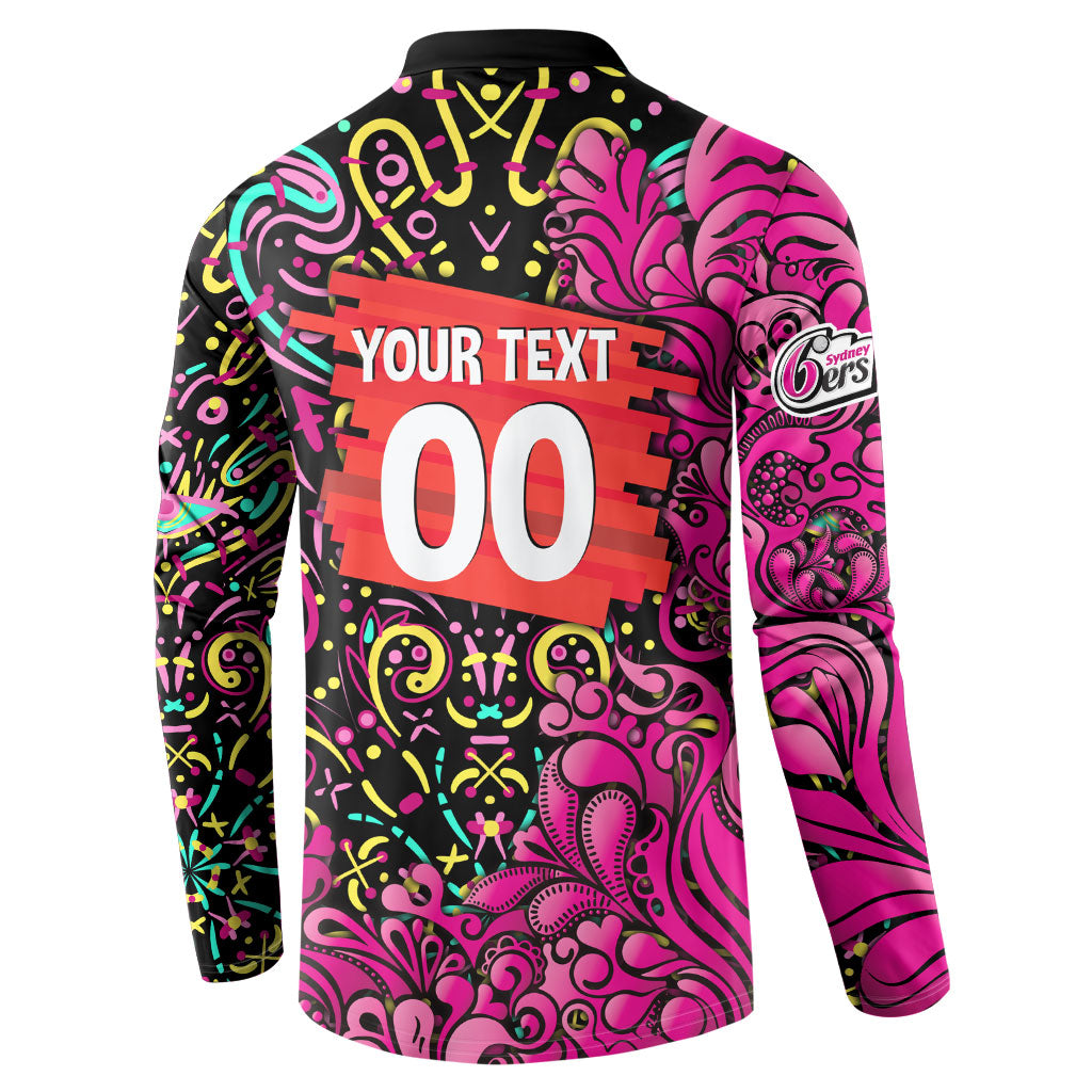 Personalized Sydney Sixers Cricket Button Sweatshirt Hippie Psychedelic Pattern Vibrant Mandala Art Style